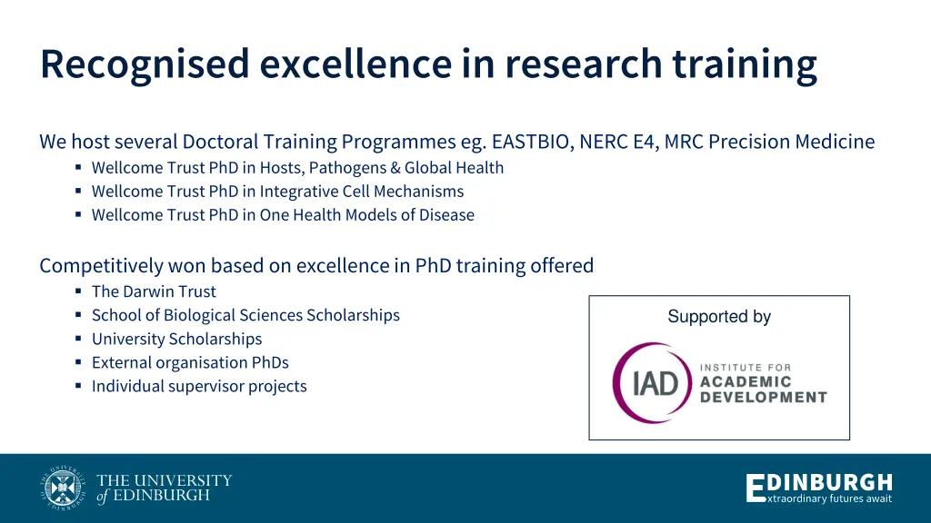 recognised excellence in research training