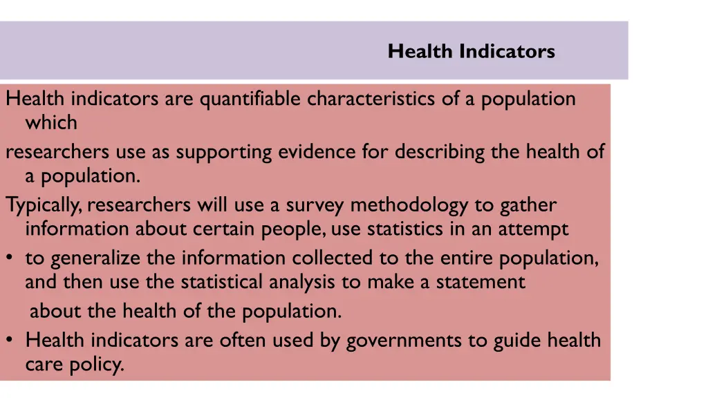 health indicators