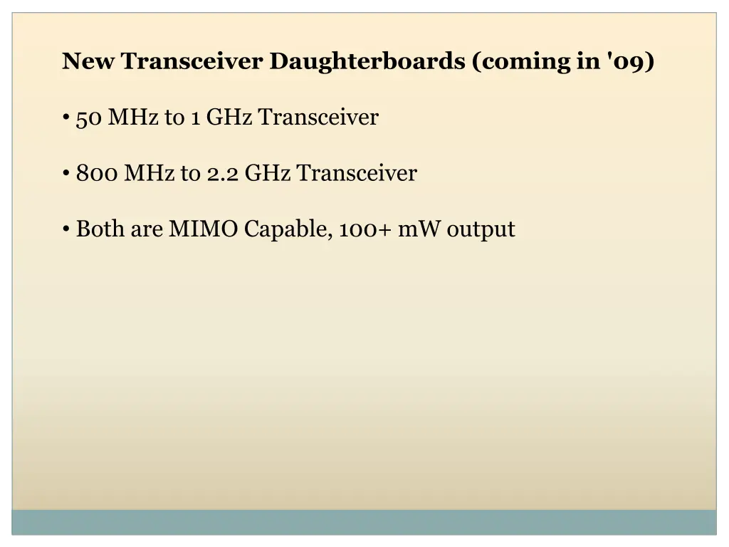 new transceiver daughterboards coming in 09