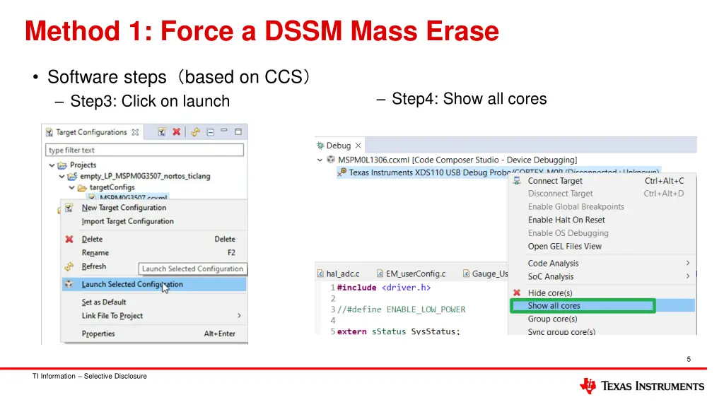 method 1 force a dssm mass erase 2