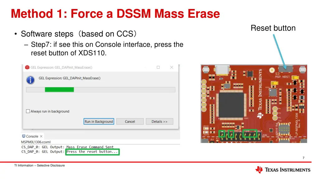 method 1 force a dssm mass erase 4