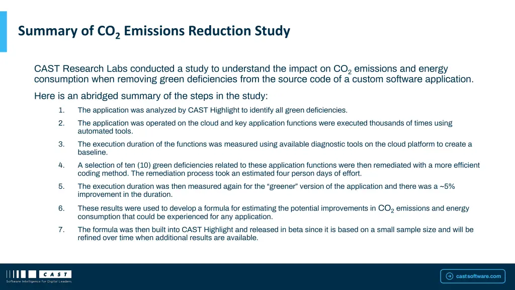 summary of co 2 emissions reduction study