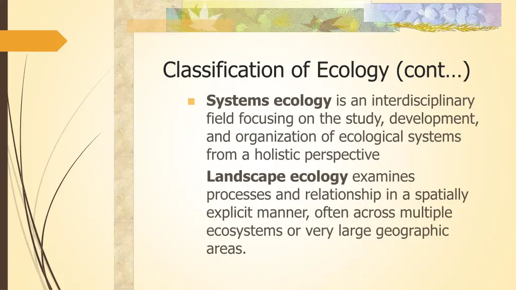 classification of ecology cont 1