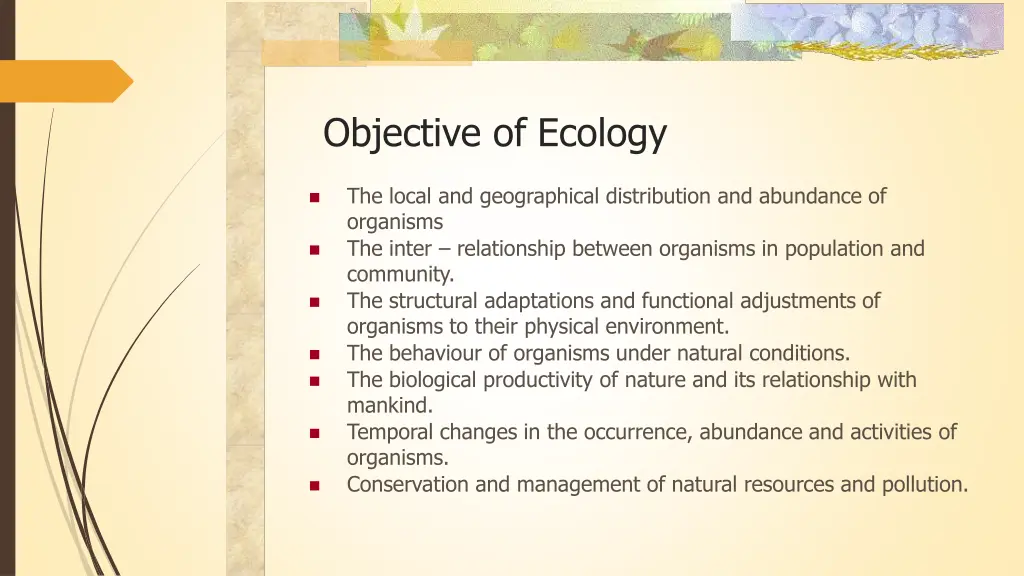 objective of ecology