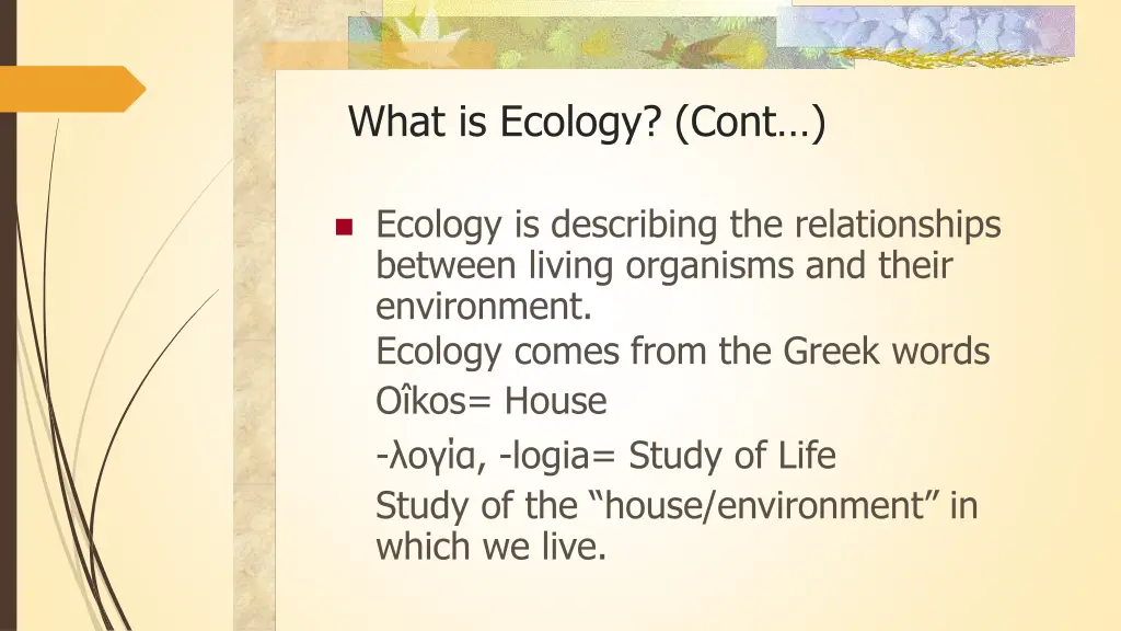 what is ecology cont