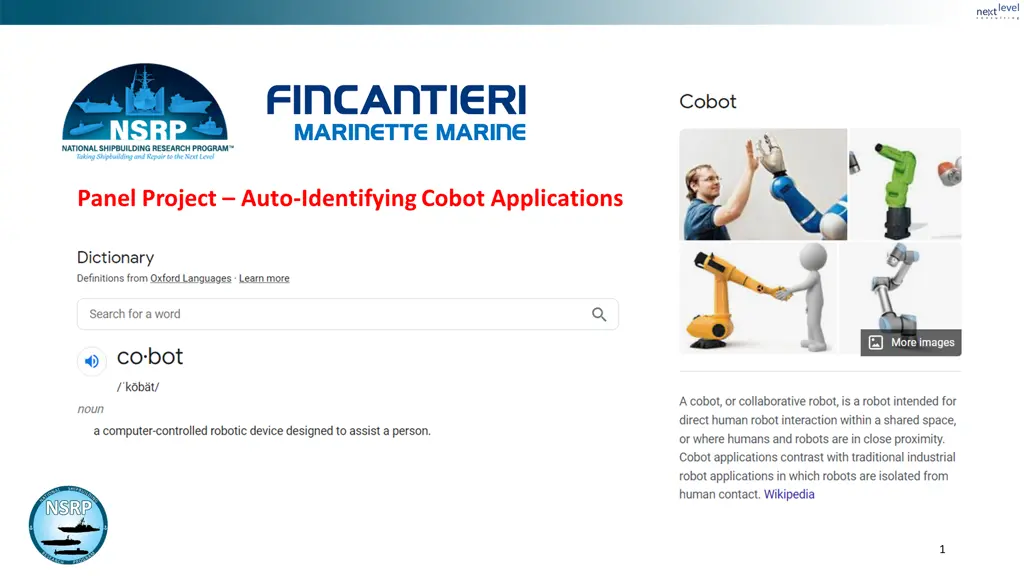 panel project auto identifying cobot applications