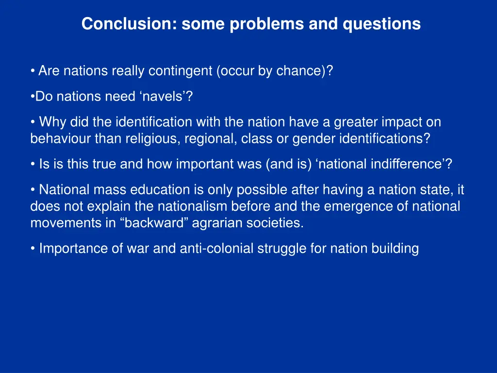 conclusion some problems and questions