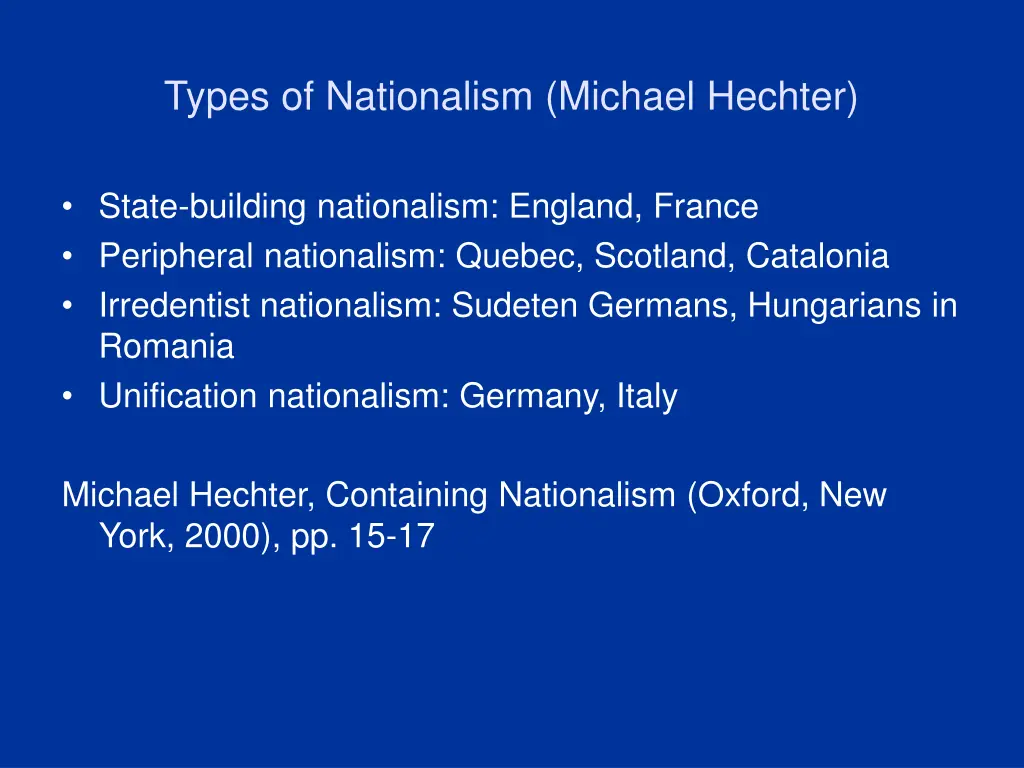 types of nationalism michael hechter