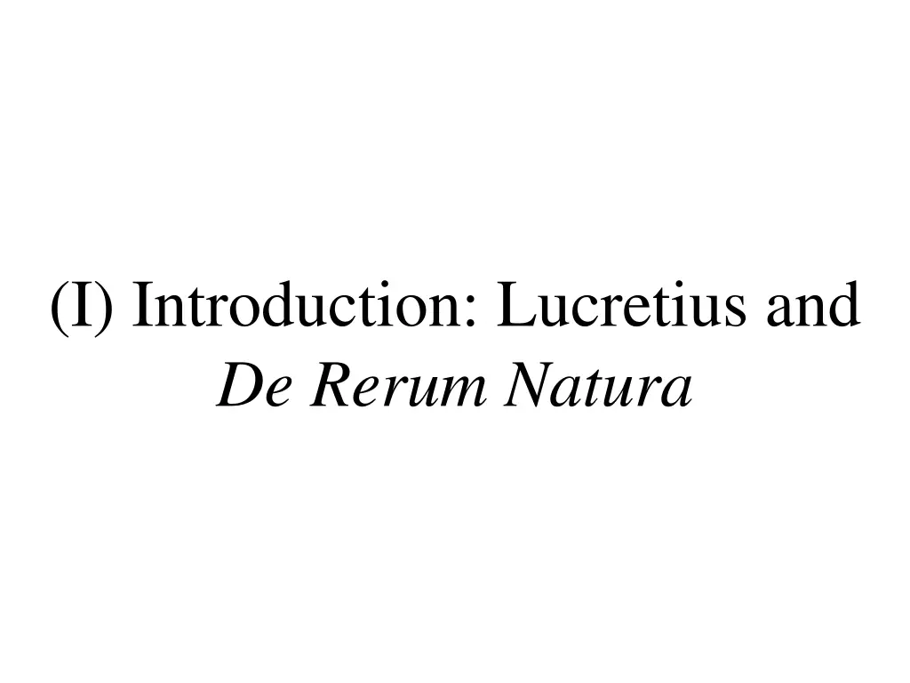 i introduction lucretius and de rerum natura