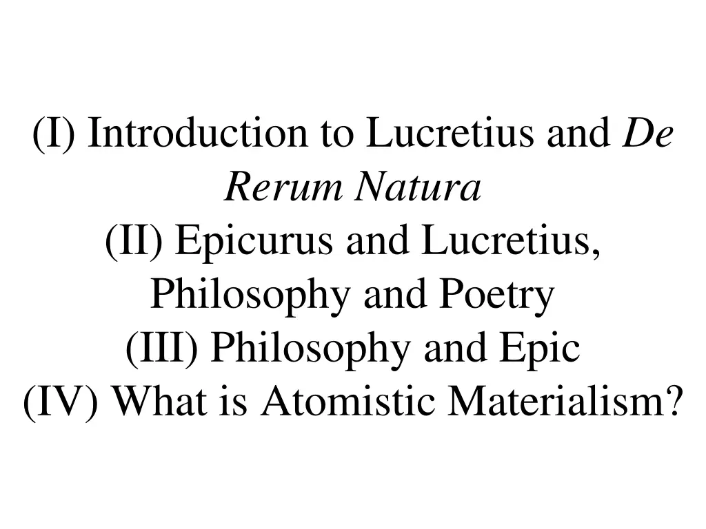 i introduction to lucretius and de rerum natura