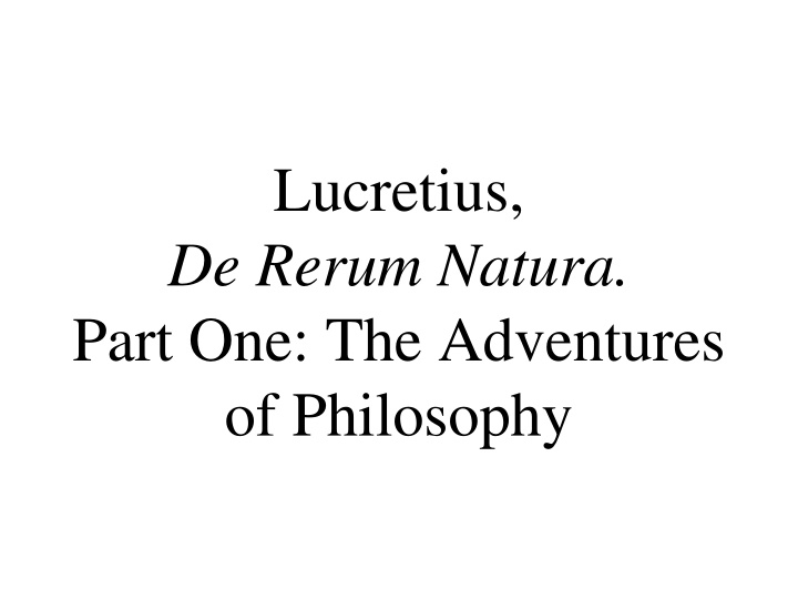 lucretius de rerum natura part one the adventures