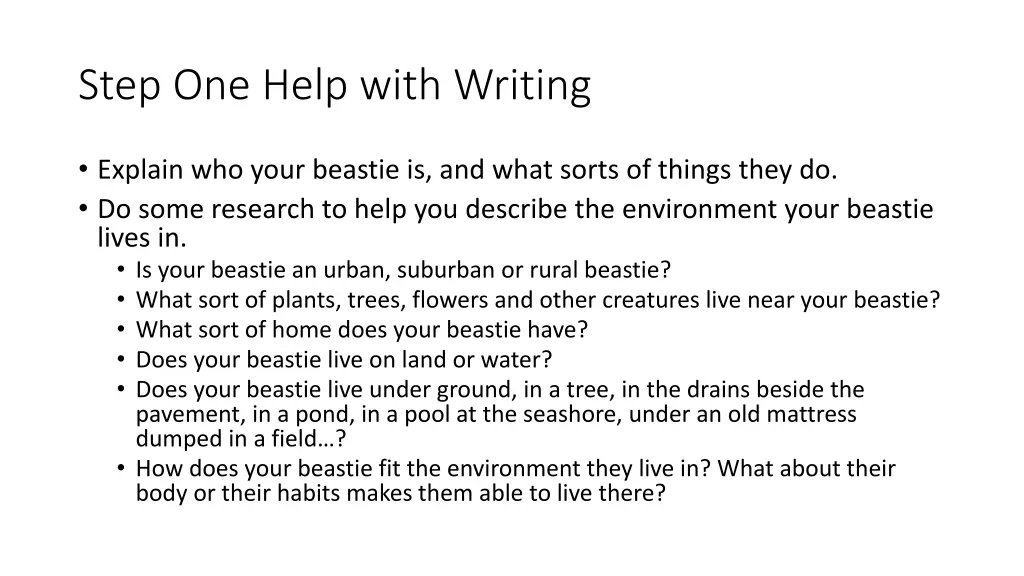 step one help with writing