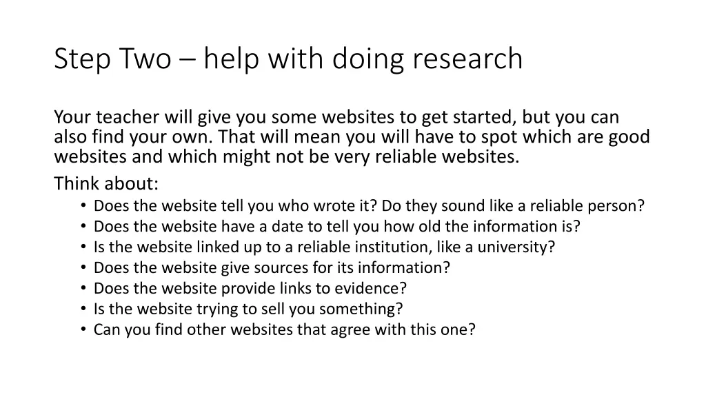 step two help with doing research