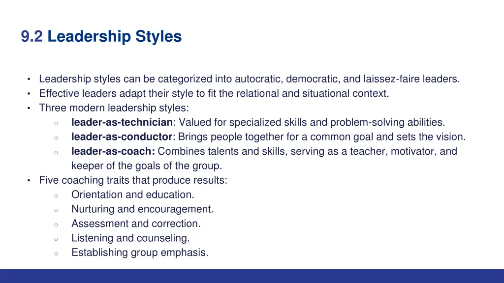 9 2 leadership styles