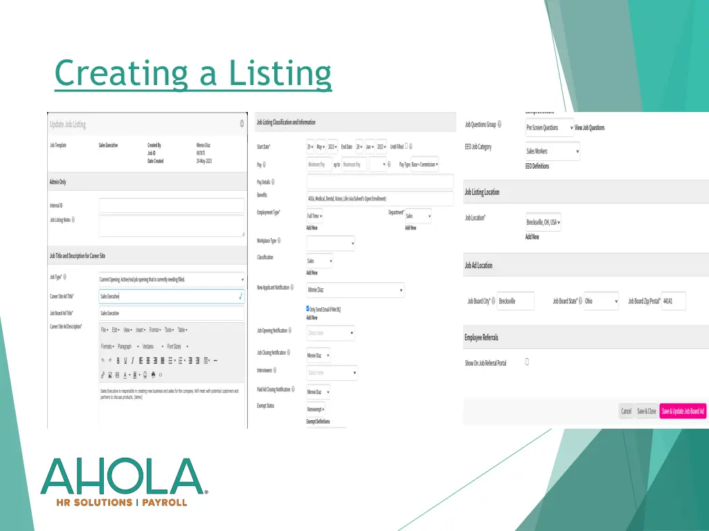 creating a listing