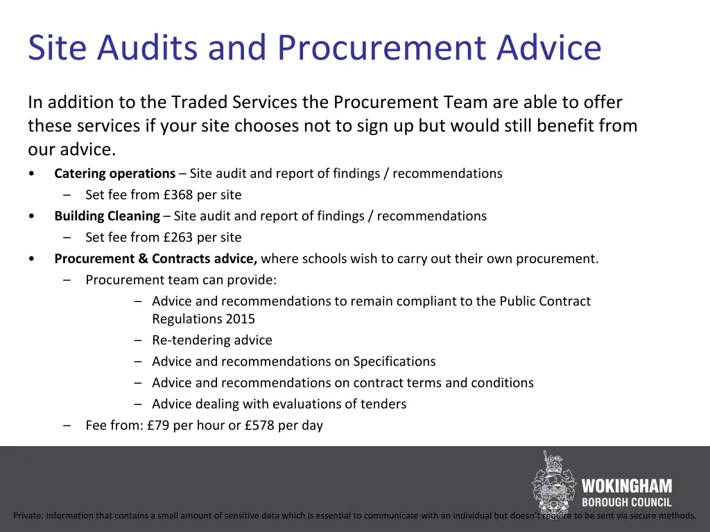 site audits and procurement advice