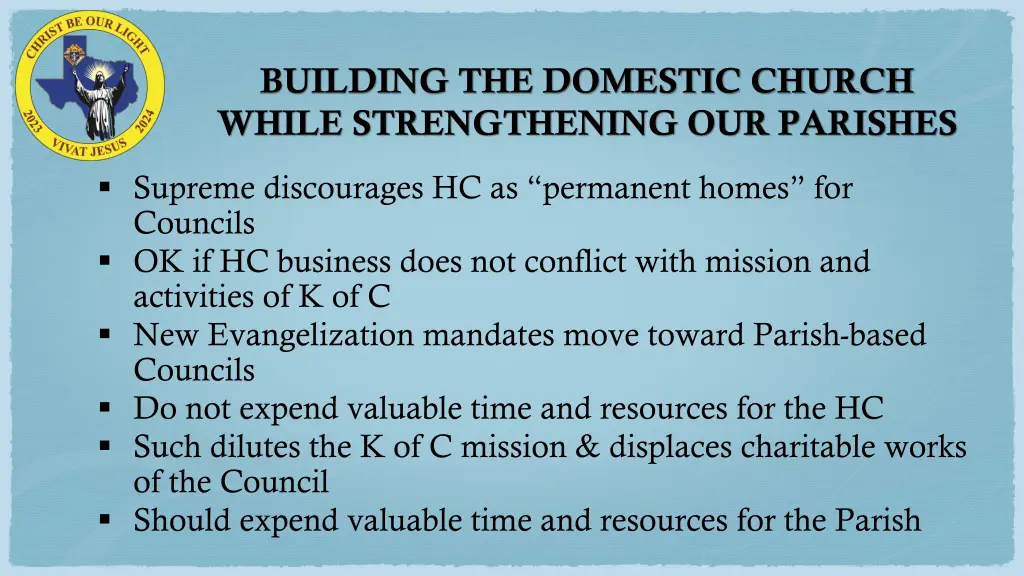 building the domestic church while strengthening