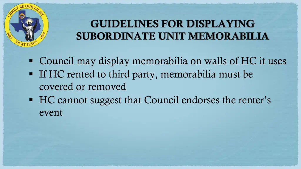 guidelines for displaying subordinate unit