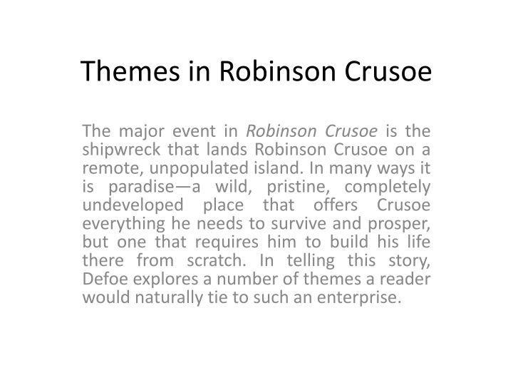 themes in robinson crusoe