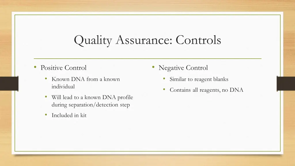 quality assurance controls