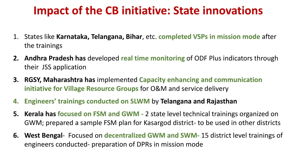 impact of the cb initiative state innovations