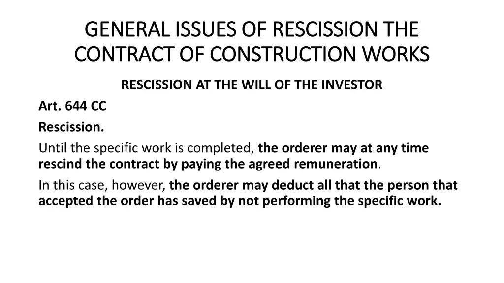 general issues of rescission the general issues 1