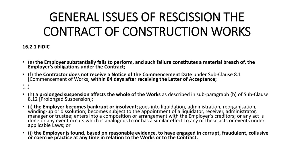 general issues of rescission the general issues 11