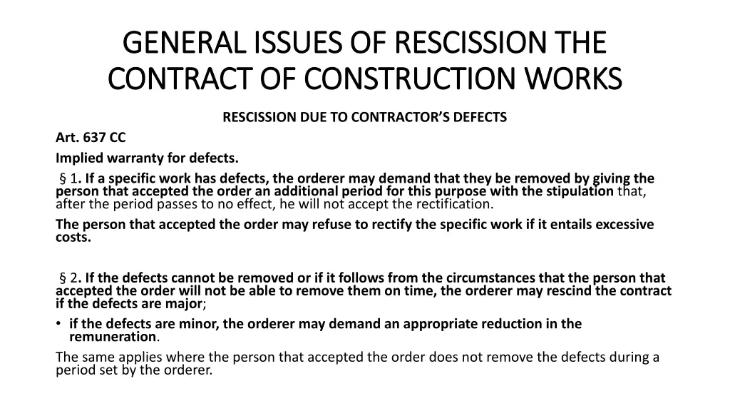 general issues of rescission the general issues 12
