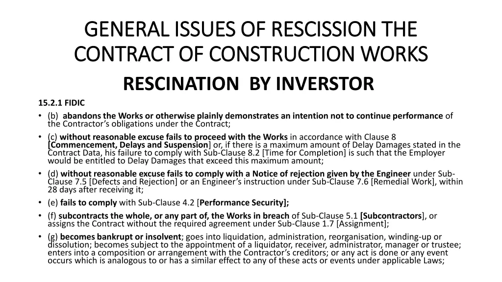 general issues of rescission the general issues 15