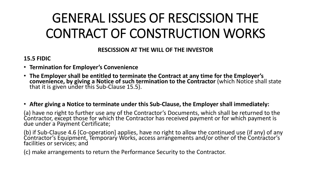 general issues of rescission the general issues 2