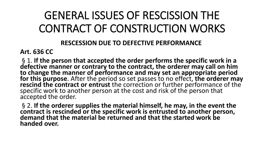 general issues of rescission the general issues 9
