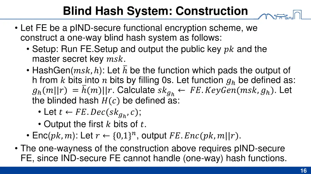 blind hash system construction