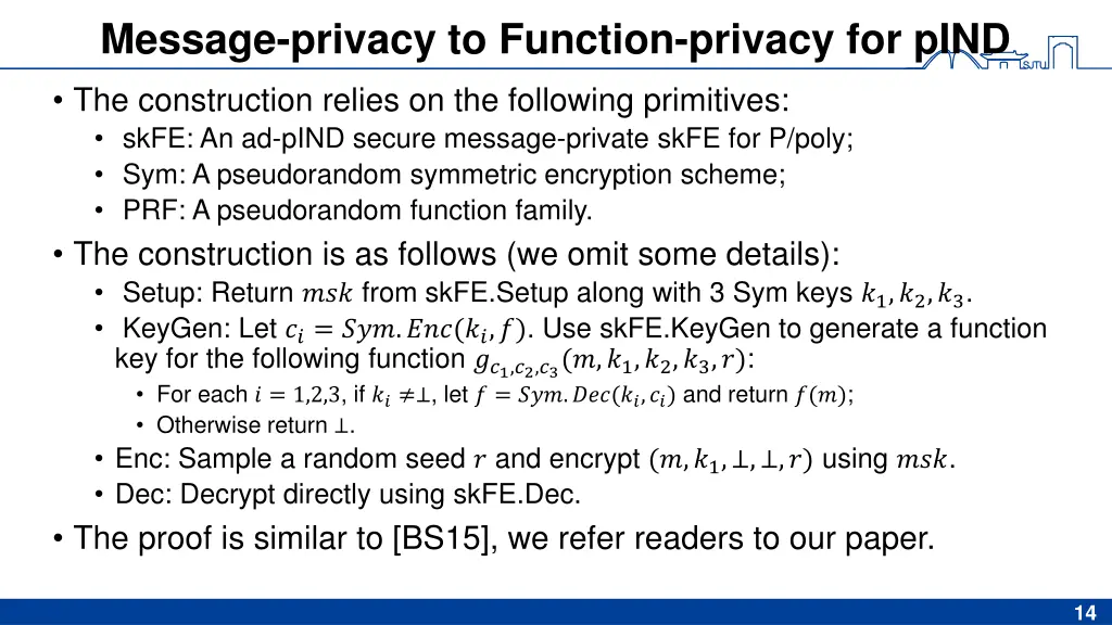 message privacy to function privacy for pind