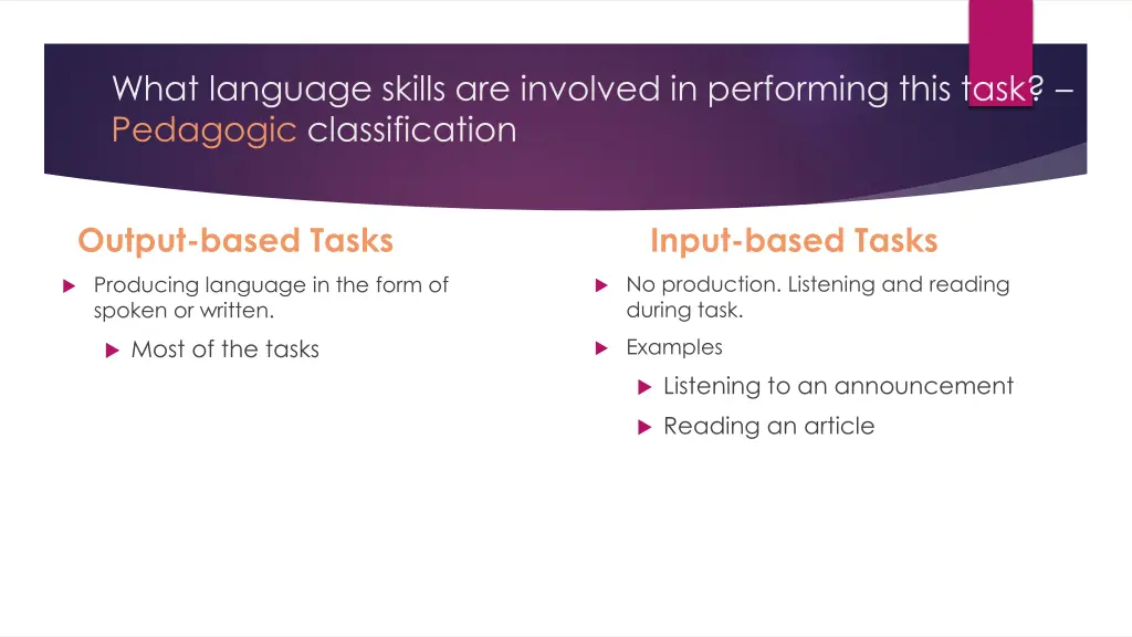 what language skills are involved in performing