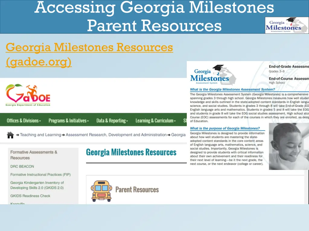 accessing georgia milestones parent resources