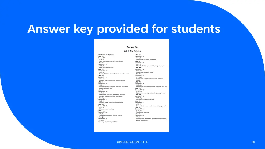 answer key provided for students