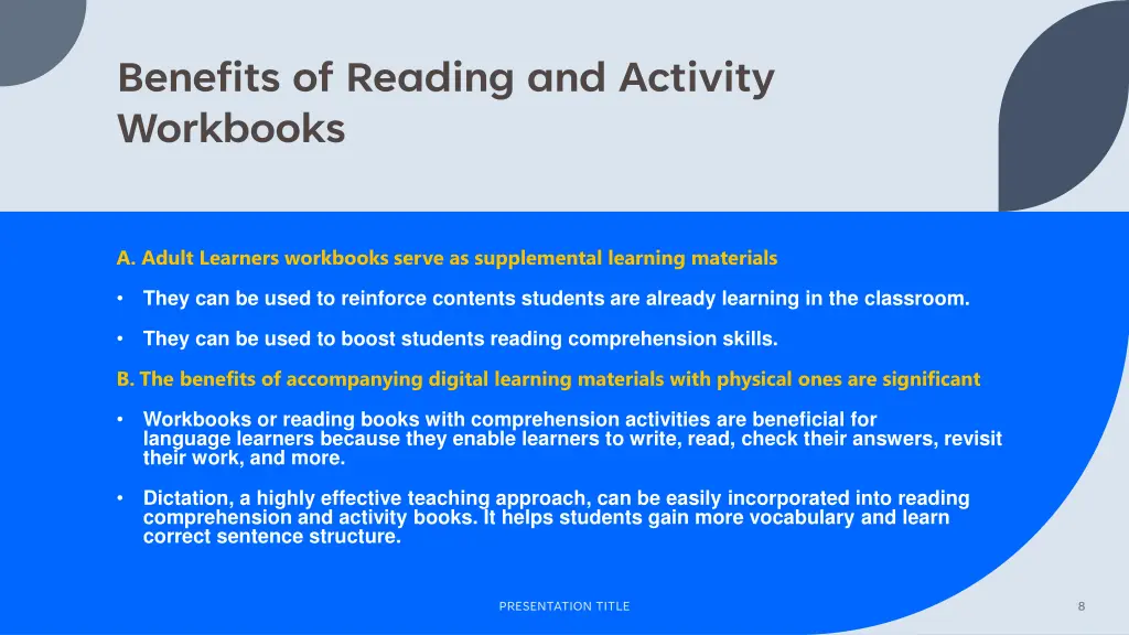 benefits of reading and activity workbooks