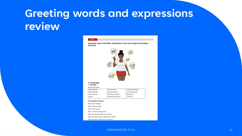 greeting words and expressions review