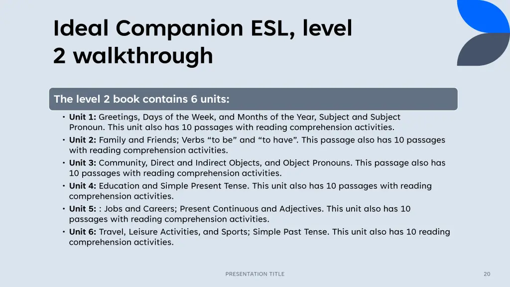 ideal companion esl level 2 walkthrough