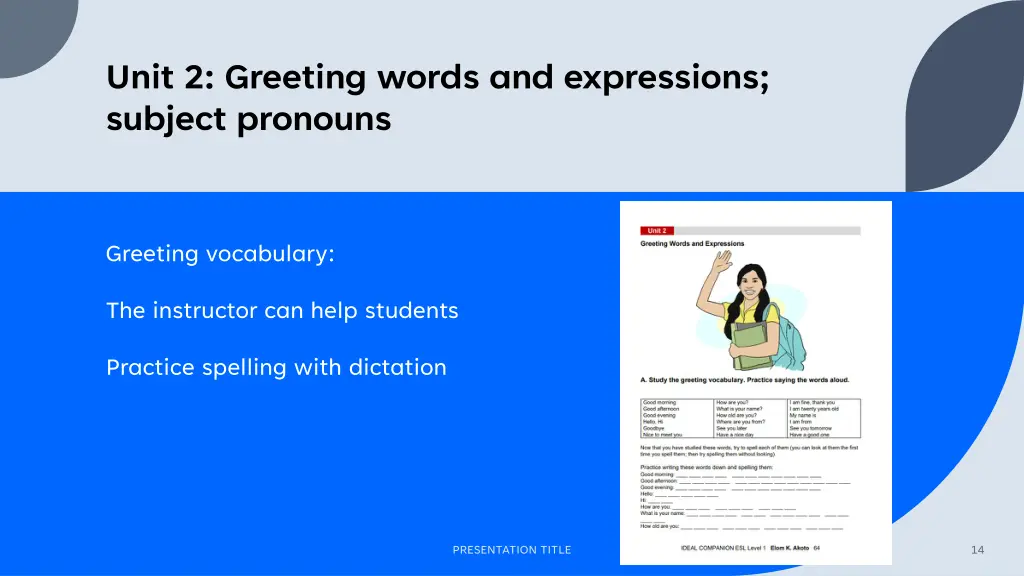unit 2 greeting words and expressions subject