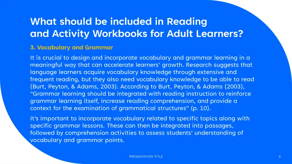 what should be included in reading and activity 2