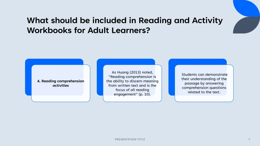 what should be included in reading and activity 3