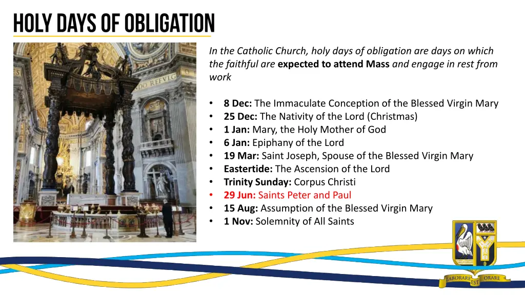 in the catholic church holy days of obligation