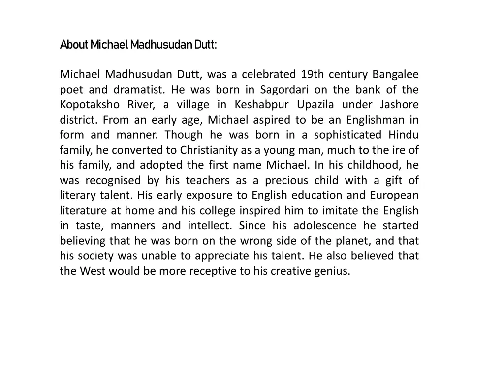 about michael madhusudan dutt