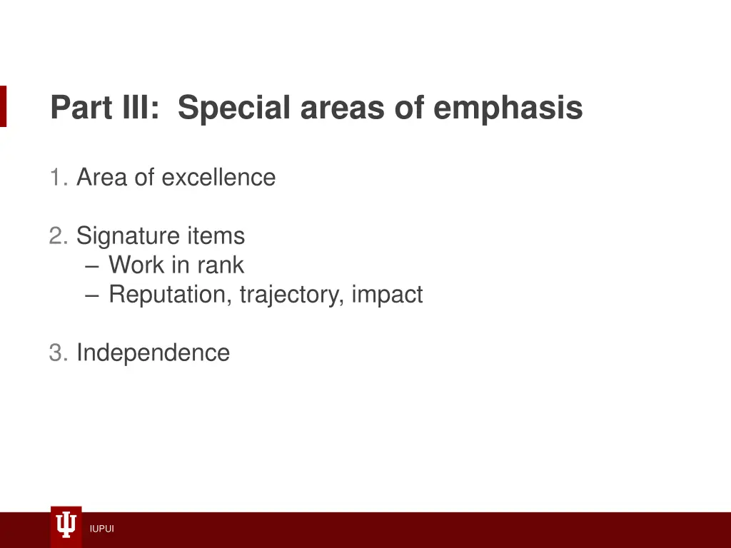 part iii special areas of emphasis