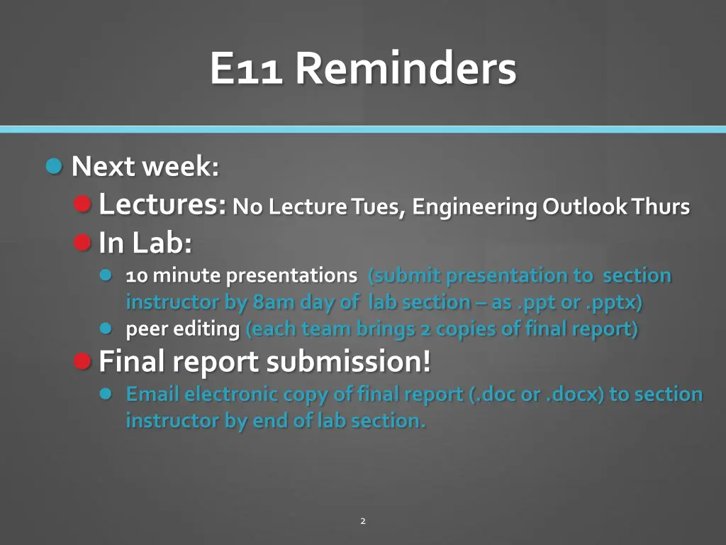 e11 reminders