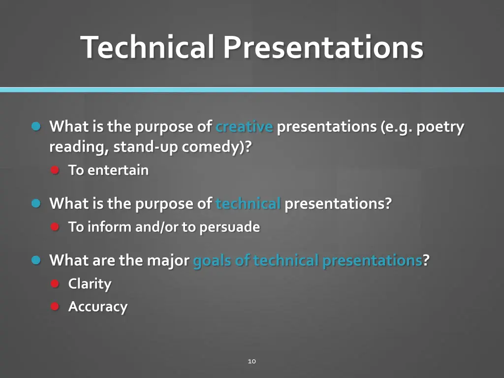 technical presentations