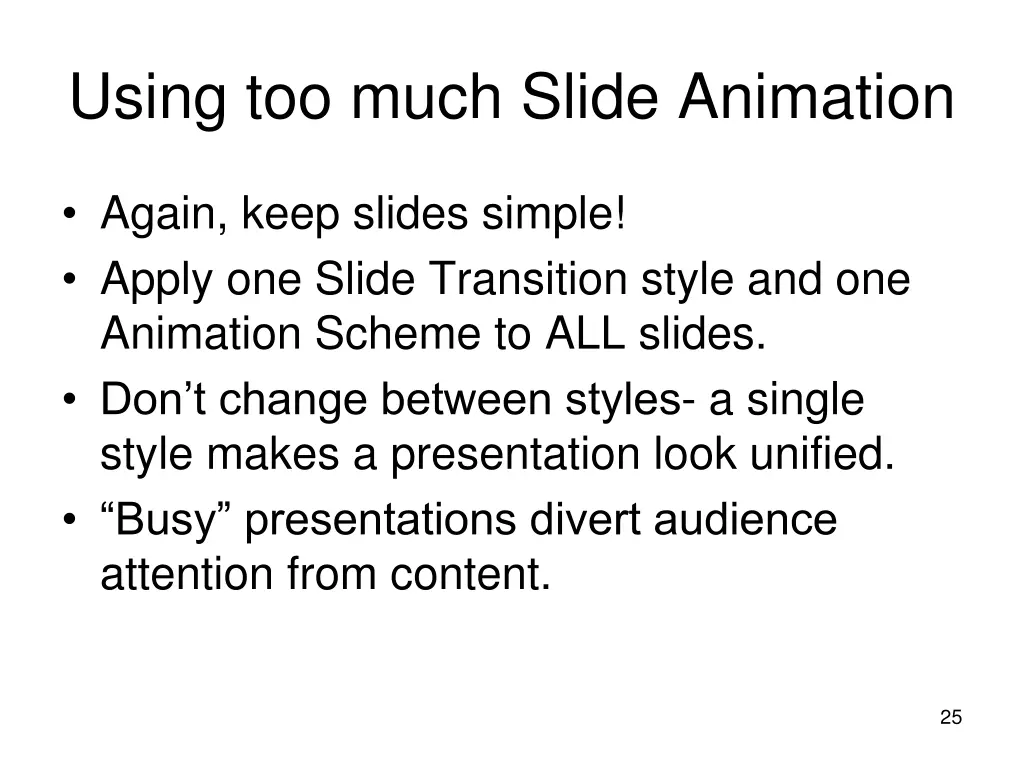 using too much slide animation