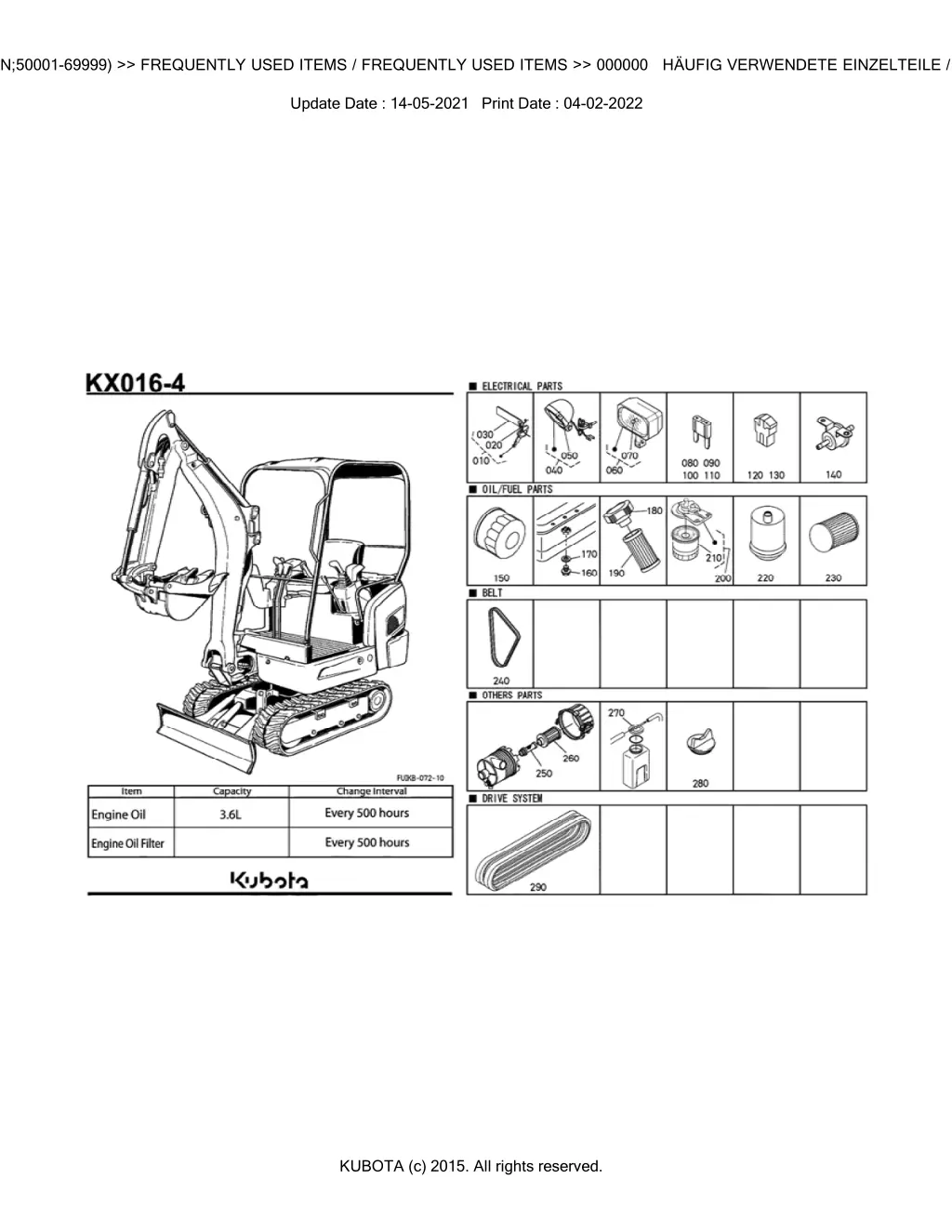 bkida5043 kx016 4 s n 50001 69999 frequently used