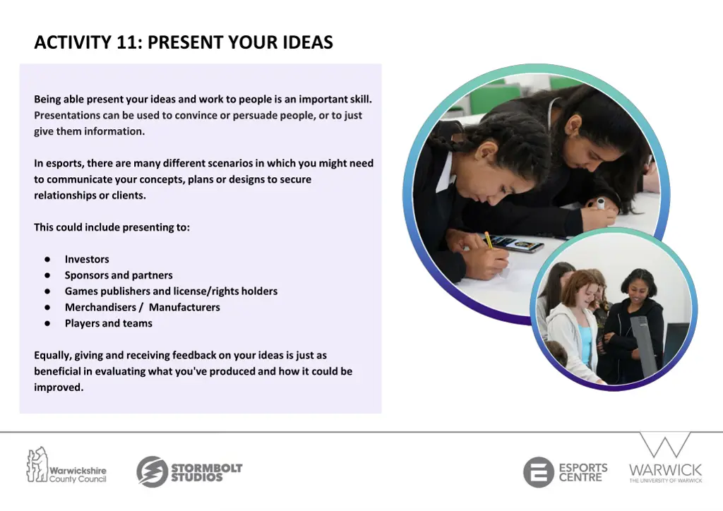 activity 11 present your ideas